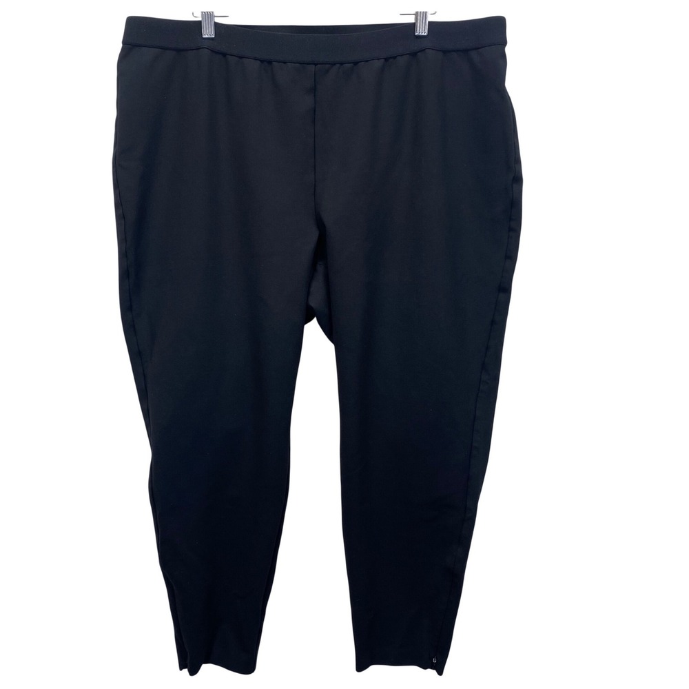 Talbots Soho Ankle Pants Womens 24W Black Elastic Waist Side Zip Hem Plus Size